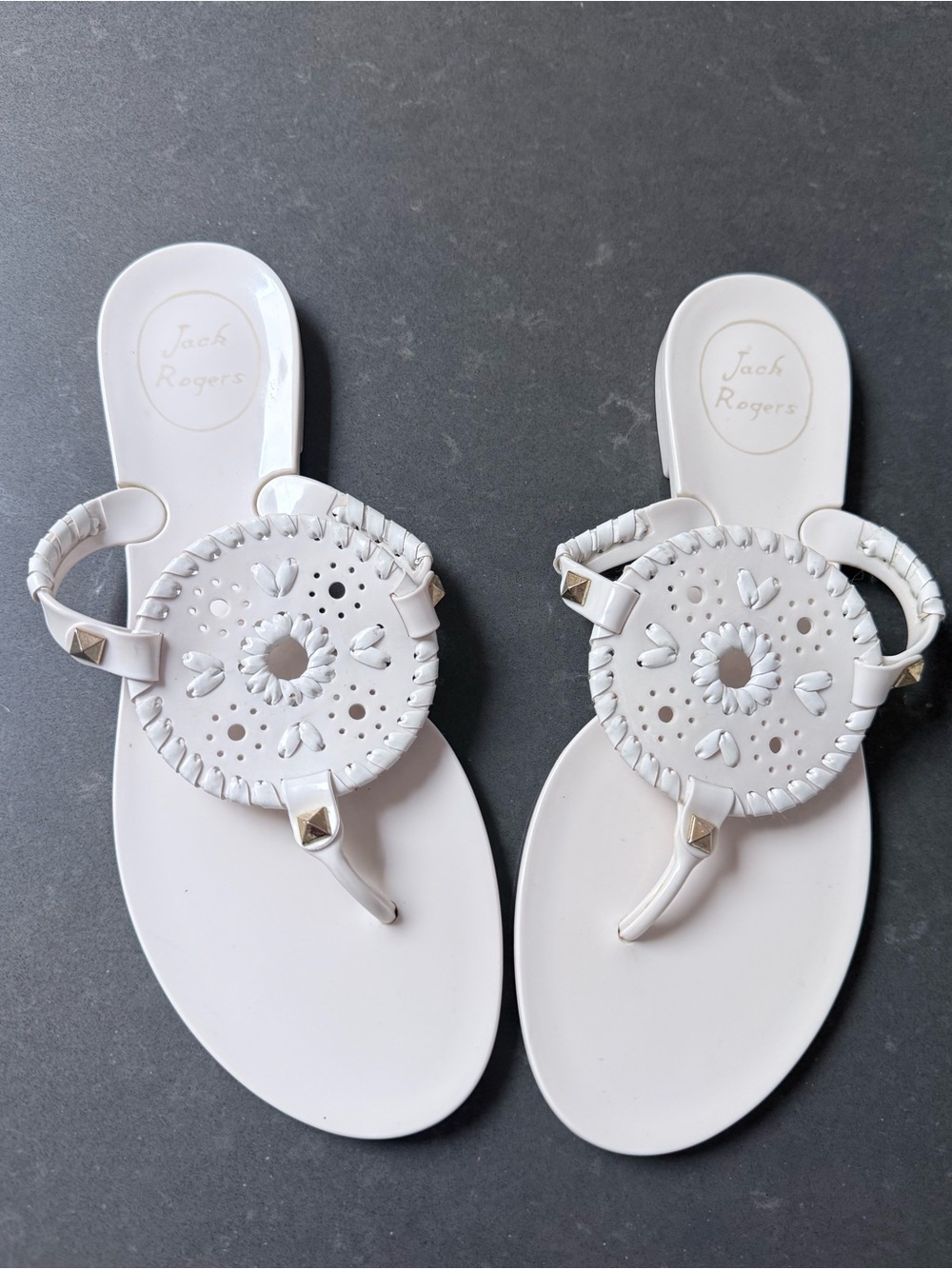 Jack Rogers White Georgica Jelly Flip Flop Sandals Size 7 Coastal Preppy